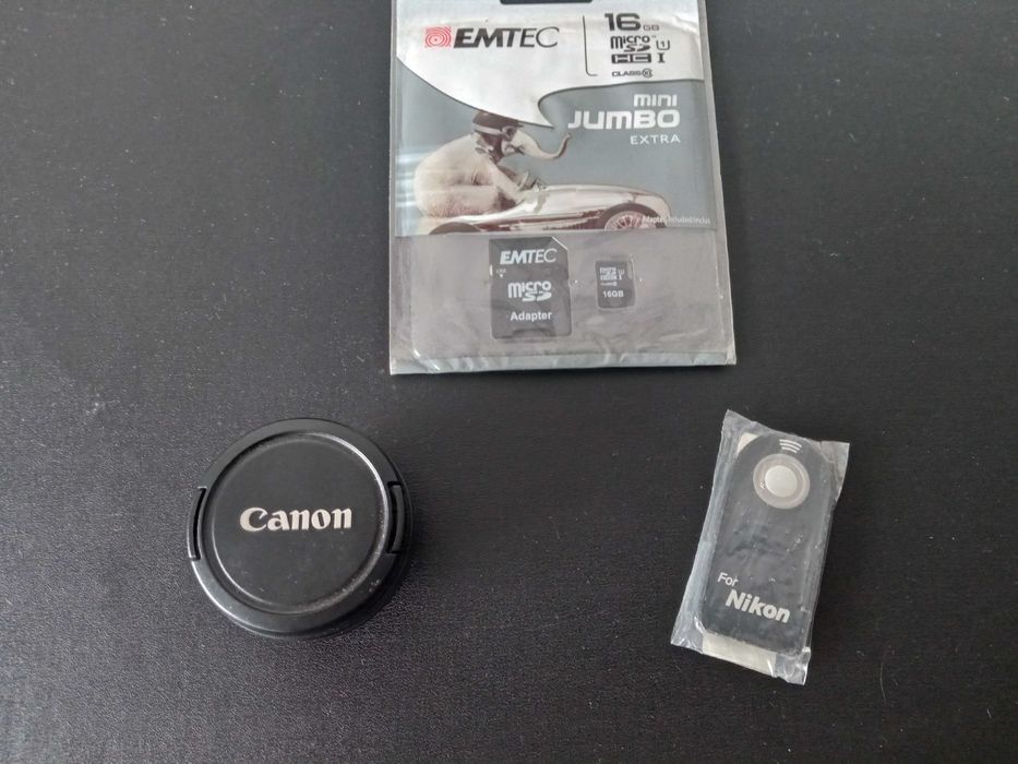 Lente Canon, Hama Sky 052 (XXV) + Disparador Nikon + Micro SD 16 G