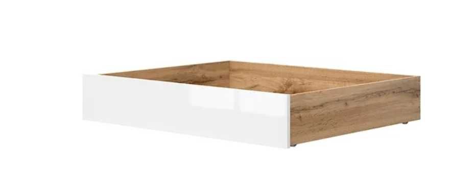 NOWA Szuflada do łóżka BRW ZELE 98cm Dąb Wotan / Biały Połysk (złożona) - 70% taniej!