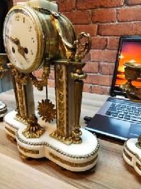 Zegar kominkowy brąz złocony antyk XIXwiek Empire