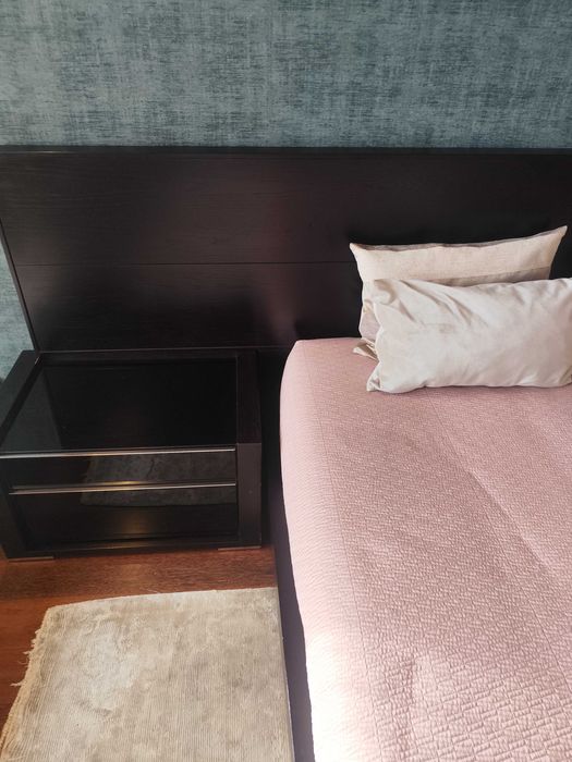 Mobília de Quarto Casal Wengué – Cama 1,60m + Mesas + Camiseiro