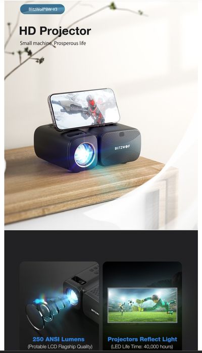 Projetor 5G, WI-FI Screen Mirroring Wireless 1080P, Bluetooth 5.0