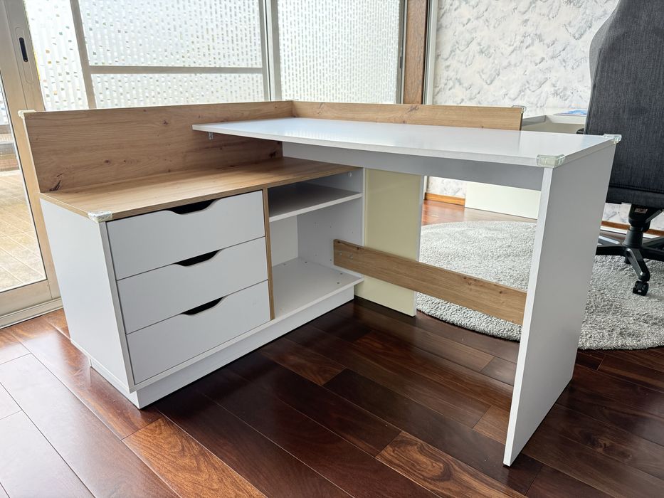 Secretaria em L com 3 gavetas