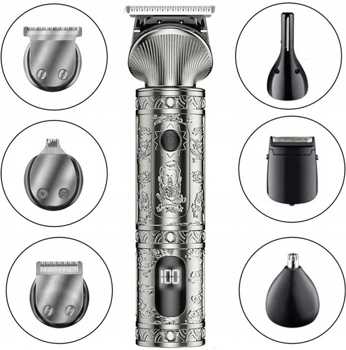 Maszynka Trymer ZILAN 16w1 Broda Włosy Ciało LCD USB Etui