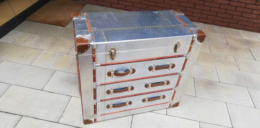 Komoda Aviator skrzynia walizka aluminium szafka kufer inspirowana szu