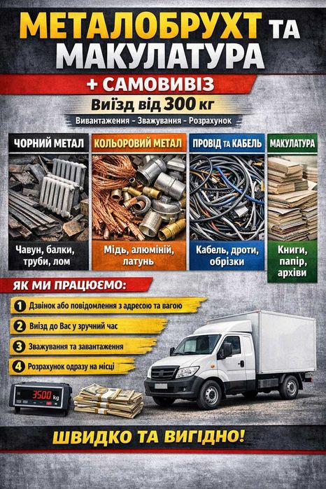 Прием залізо железо алюминий прийом самовивіз металобрухт макулатура акб провода кабель медь мідь аккумулятор алюміній металлолом латунь книги книжки