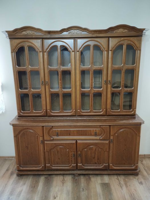 Komoda z nadstawką, witryna debowa