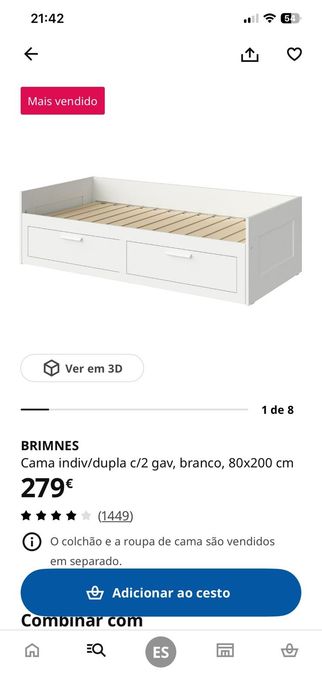 Cama e colchão IKEA individual