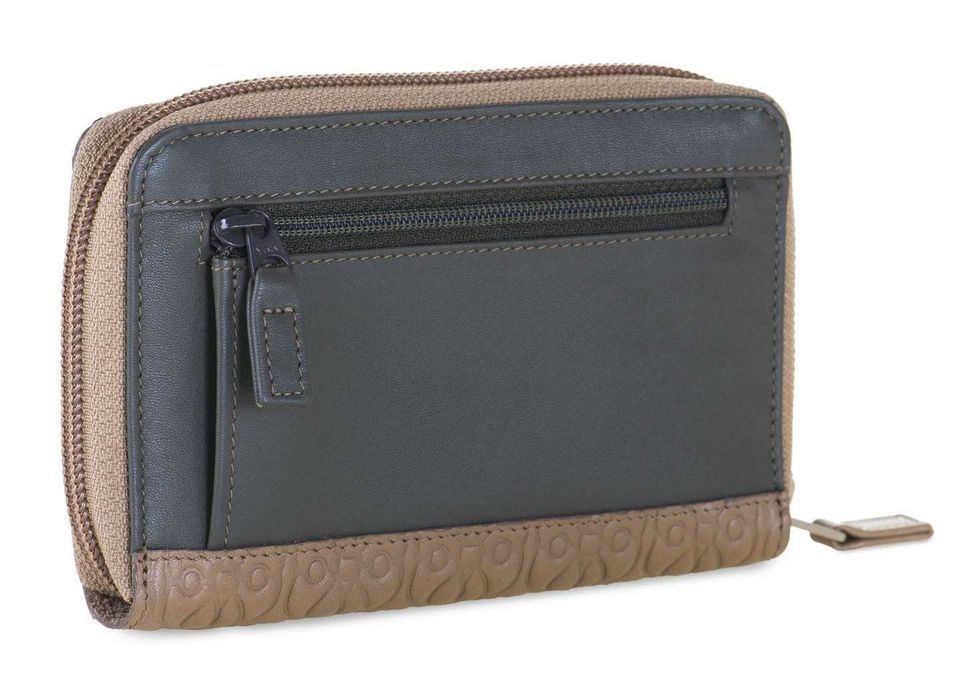 Carteira com Fecho zip em pele com relevo da MYWALIT na cor Mink