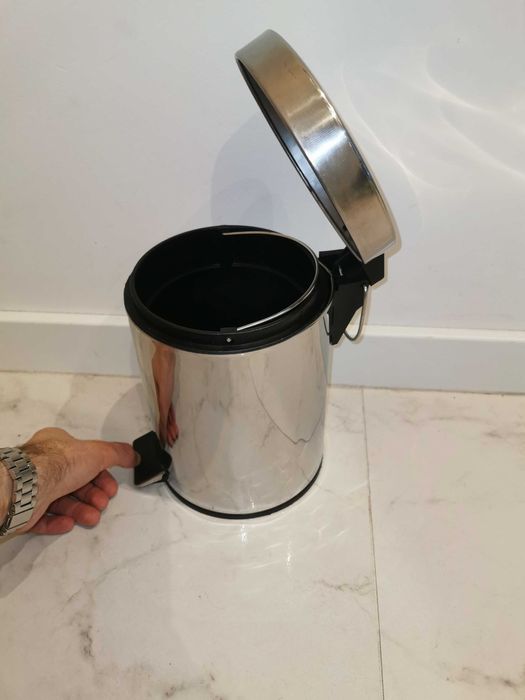 Ikea EKOLN Kosz na odpady, śmieci, 3l, z pedałem - Srebrny