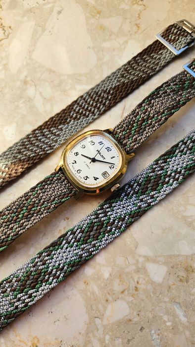 Pasek do zegarka zielony brązowy  18-19 mm nato, perlon