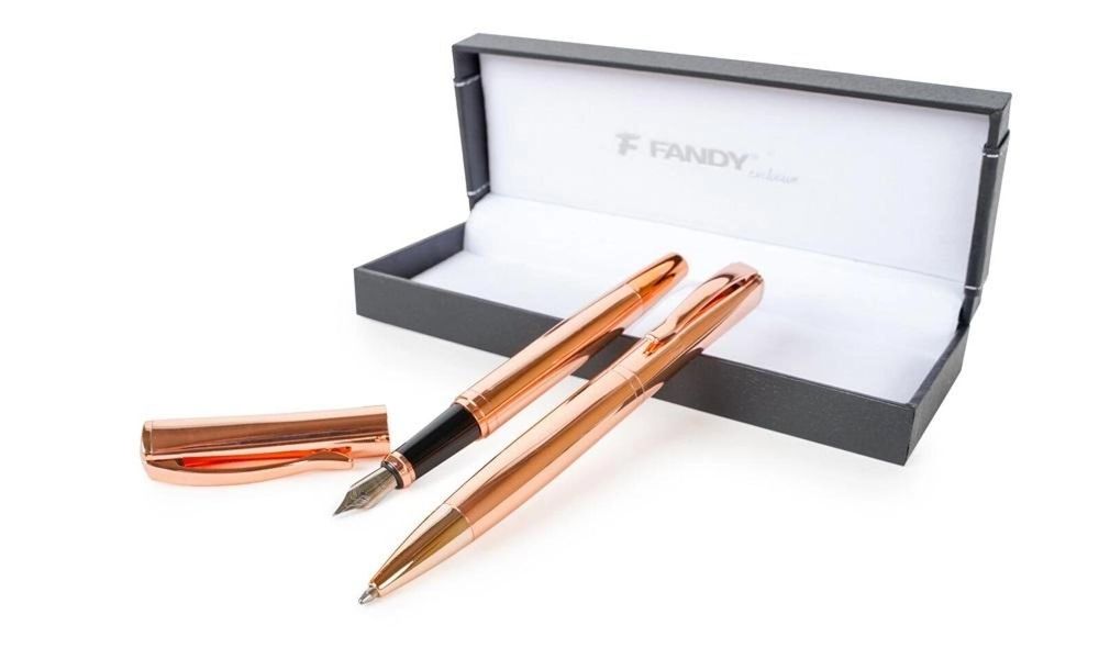 Pióro wieczne + długopus Delta złoty Fandy pudełko,69x184 mm