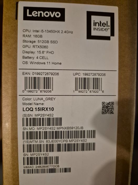 Lenovo LOQ 15IRX10 – NOWY, nieotwierany
