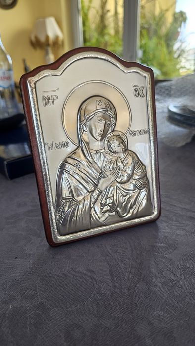 Icon Nossa Senhora com Jesus (Prata)
