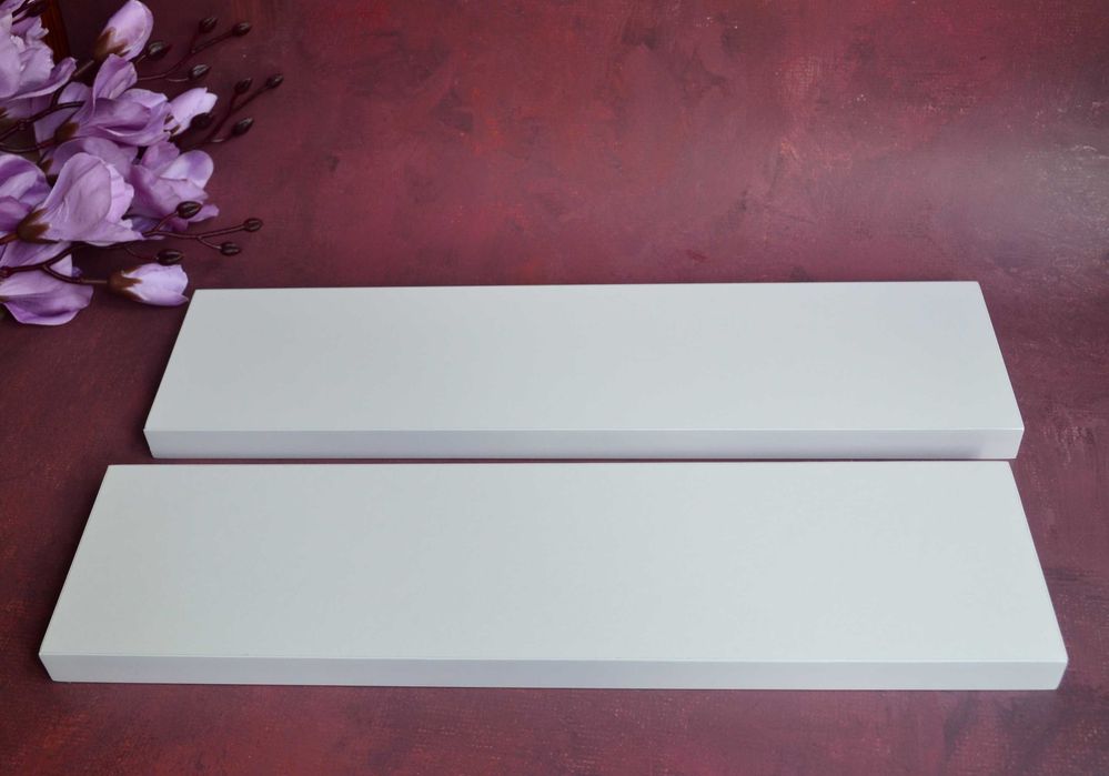 Біла пряма полка, настенная декоративная гладкая полочка