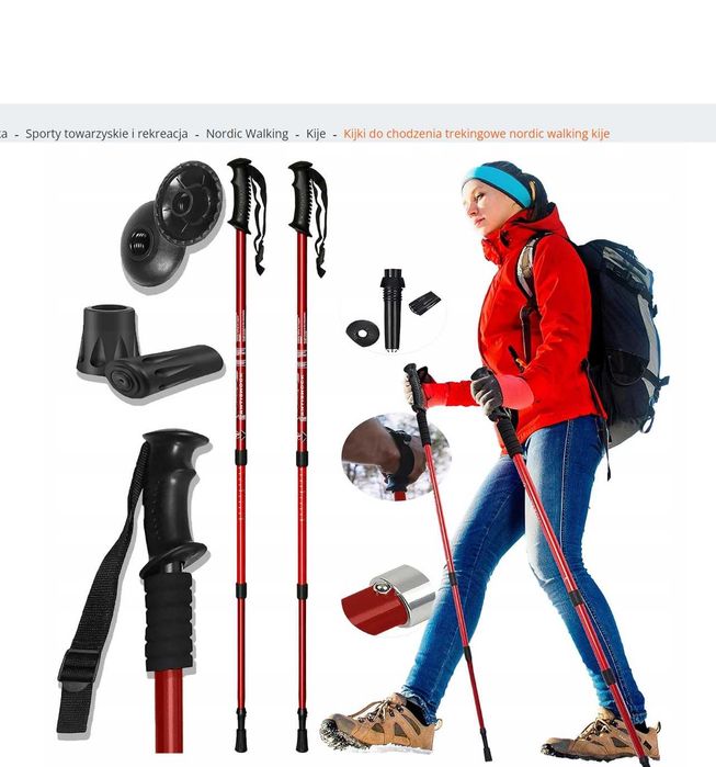 KIJE KIJKI NORDIC WALKING para 2 sztuki do chodzenia 65cm-135cm
