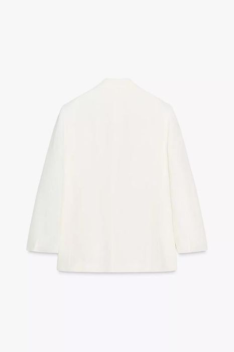 Двубортный блейзер из льняной смеси от zw collection zara, білий піджак з льону zara
