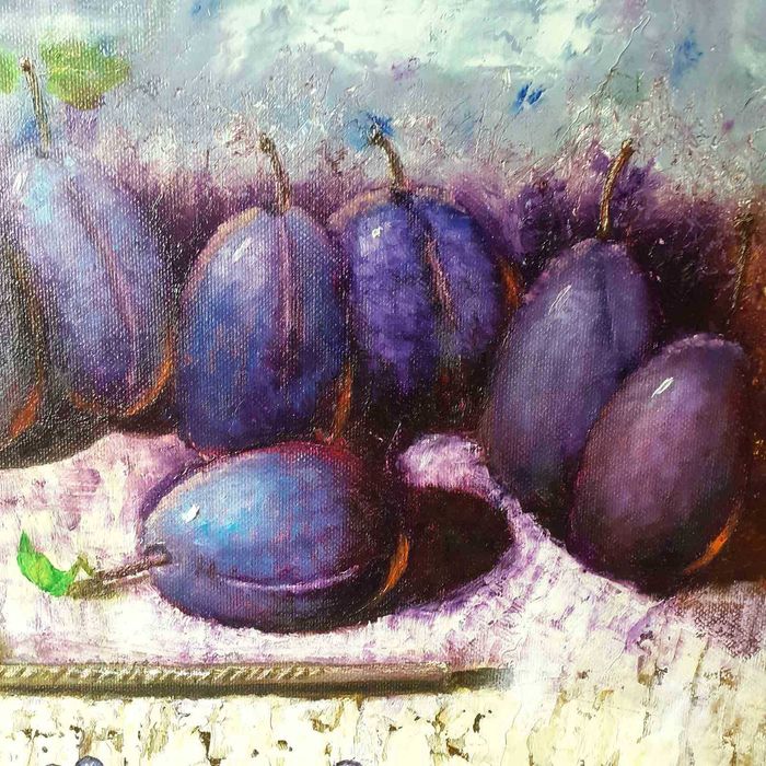 Картина натюрморт, фрукти, сливи, на подарунок