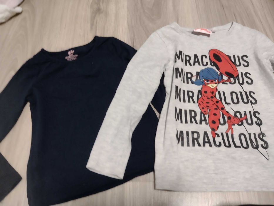 3 bluzki miraculous biedronka i czarny kot h&m basic I Inna 116