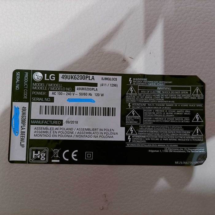 TV LG 49" -  49UK6200PLA