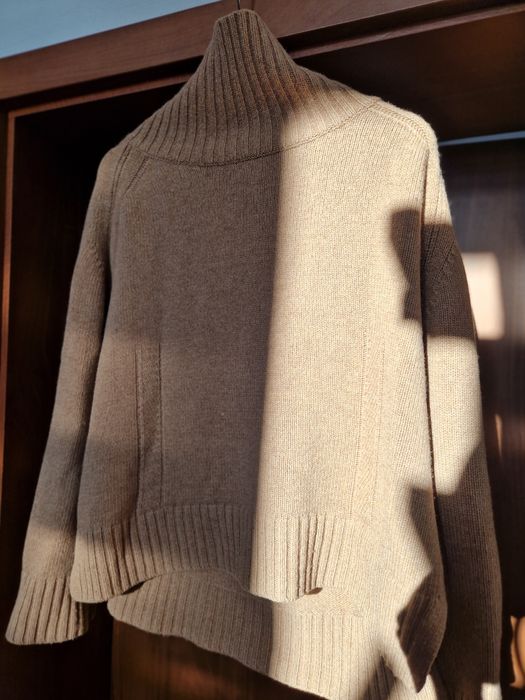 Sweter golf wełna brąz