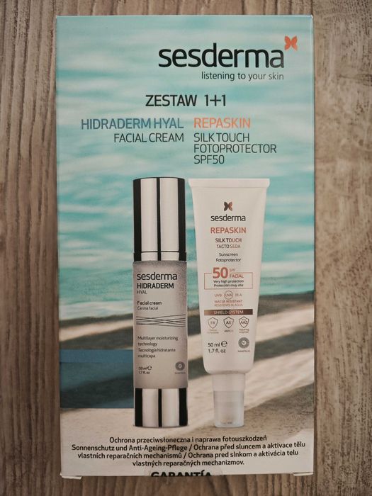 SESDERMA Zestaw REPASKIN SILK Touch Fotoprotector SPF50, 50ml + Hidraderm Hyal krem do twarzy, 50ml