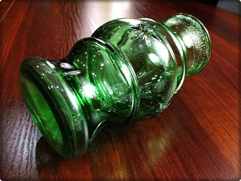 Stary Zielony Wazon z PRL Szkło butelkowe z lat 60-70' CUDO Vintage