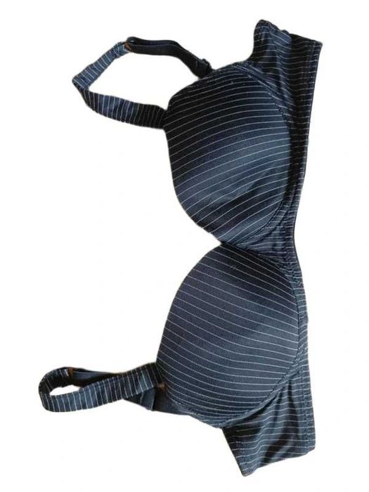 biustonosz czarny w paski szerokie ramiączka