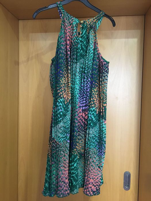 Vestido haltere plissado estampado