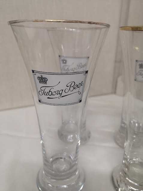 Conjunto de copos antigos da cerveja Tuborg Beer