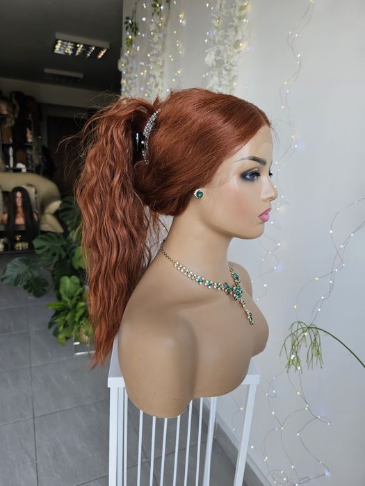 Peruka premium Galicja naturlane rude fale lacefront
