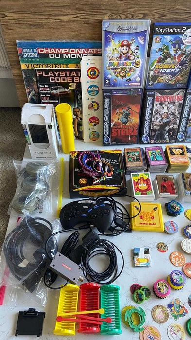 Jogos e acessórios Nintendo, Sega, Tazos, Pokémon, Dragon Ball, Yu-Gi-Oh