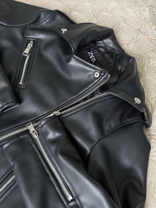 Косуха , куртка чорна шкіряна , еко шкіра косуха , куртка від zara