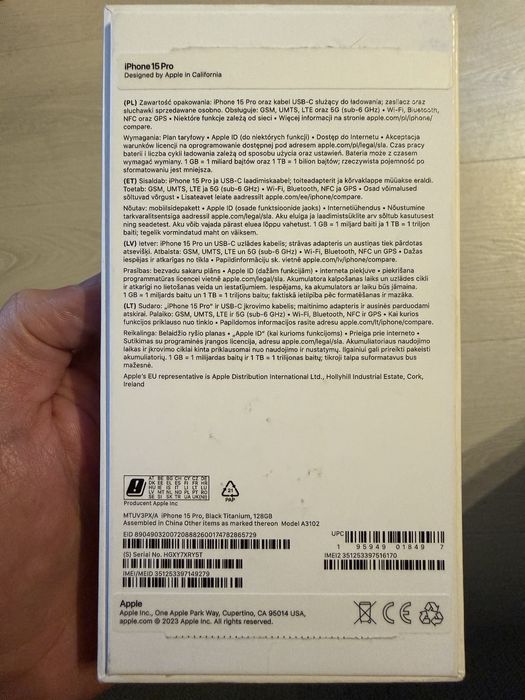 iPhone 15 Pro 128 GB czarny - NOWY