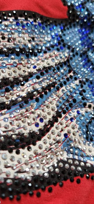Czerwony dres damski orzeł cyrkonie 3D premium bawełna M
