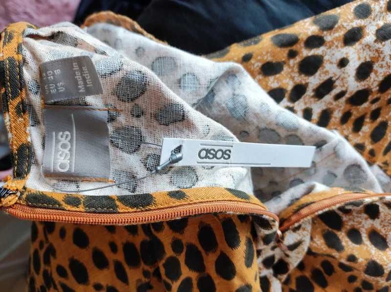 ASOS r 40 długa sukienka panterka Nowa bawełna/len