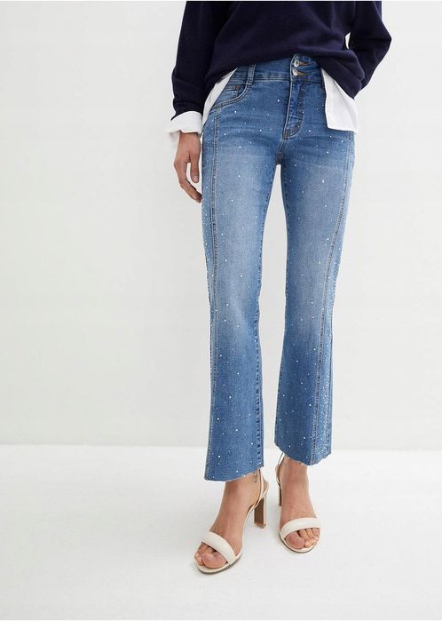 B.P.C jeansy bootcut 7/8 z połyskującymi zdobieniami ^46