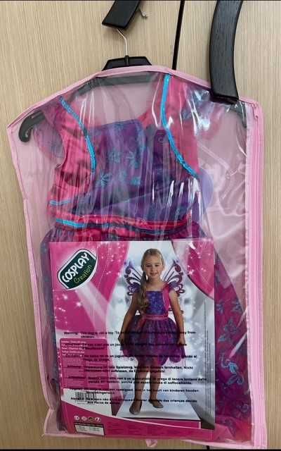 Fato fantasia Borboleta com asas e glitter