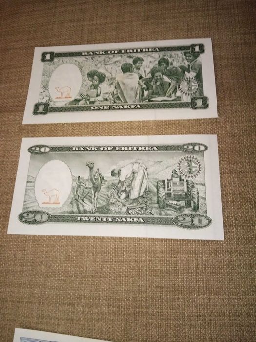 ERITREA, 2 Notas NOVAS - NÃO Circuladas conforme as fotos.