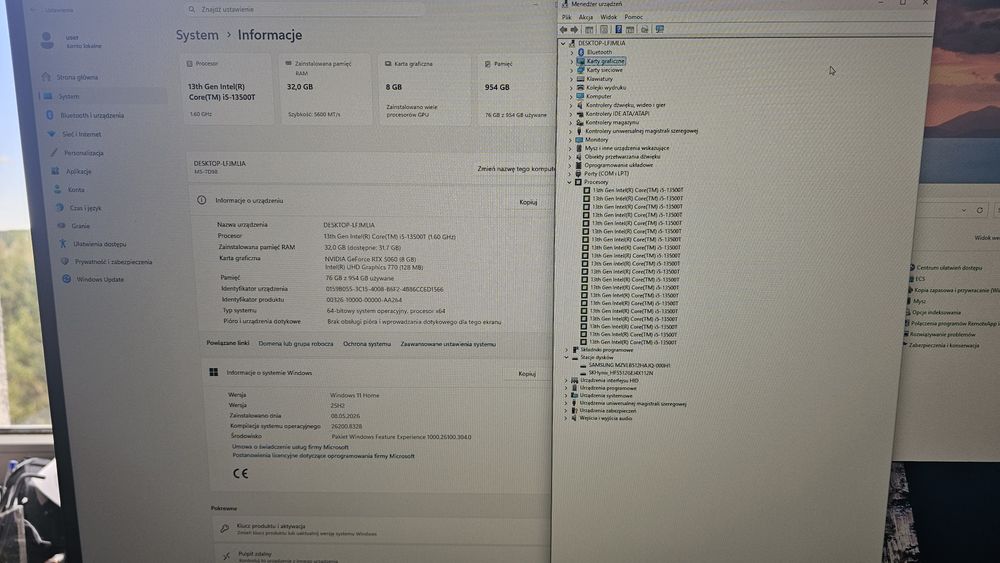 Komputer do gier i5-13 gen, 32 gb ddr5, 2 dyski NvMe