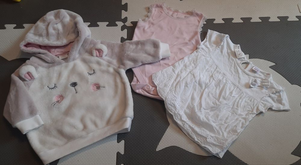 Zestaw paczka Next bluza polar miś Zara bluzka boho Primark body 74 80