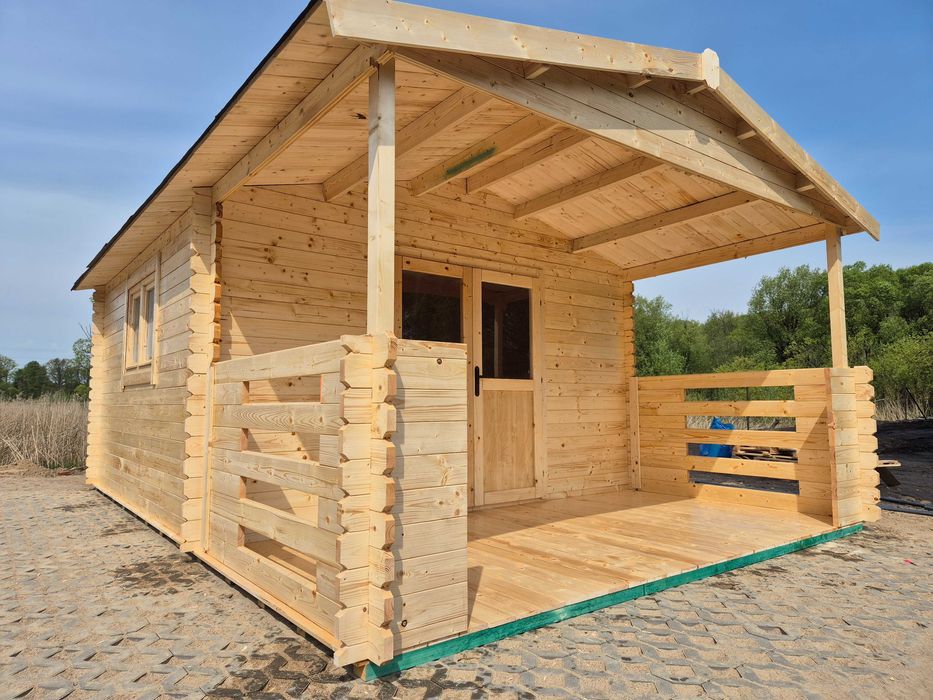 od RĘKI SOLIDNY domek LETNISKOWY+taras 6x4*24m2*ogrodowy*ściany  34mm