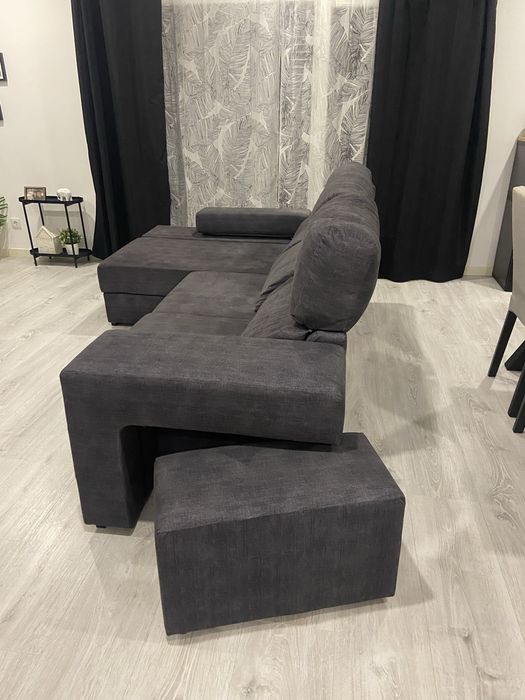 Sofá 3 lugares chaise-longue e banco