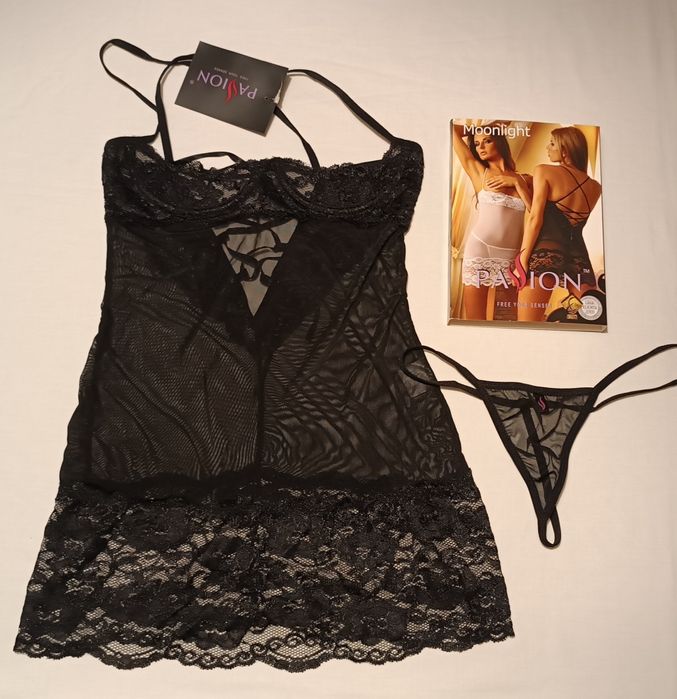 Camisa Noite transparente. Aberta no peito. Nova. S/M