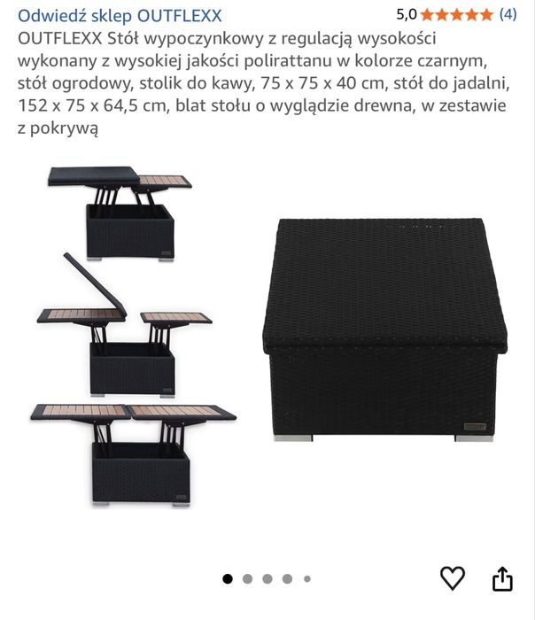 Stolik wypoczynkowy OUTFLEXX z regulacją wysokośc