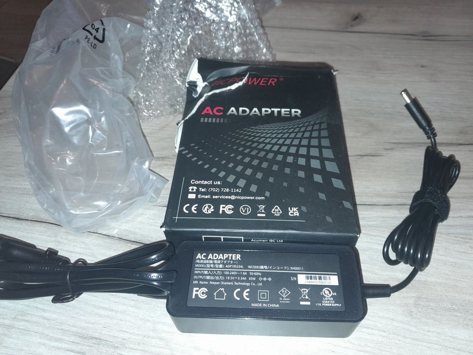 Zasilacz Ładowarka nicpower adp195334l 19,5v 3,34a 65w dell latitude