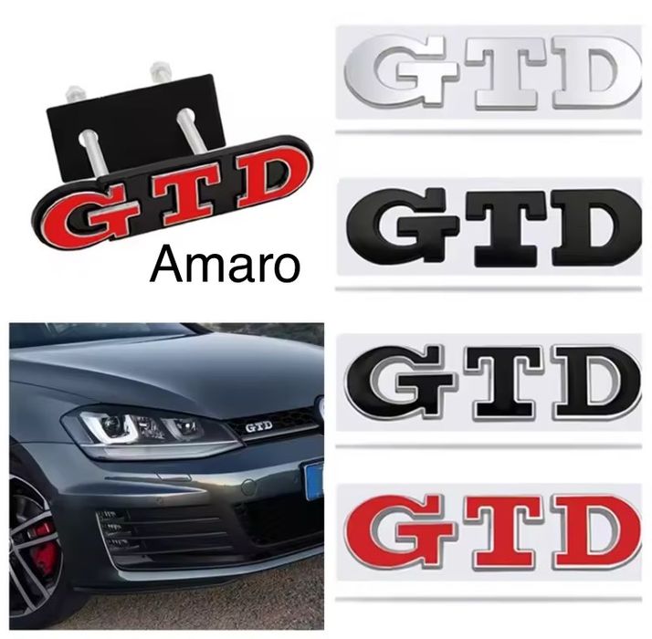 Simbolo Logo GTI/GTD para Volkswagen Golf Grelha, Mala, Laterais (4 Cores)| NOVO