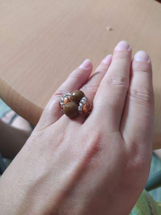 Anel missangas castanho