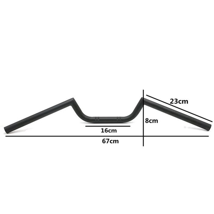 Guiador volante retro cafe racer 670 mm preto cromado