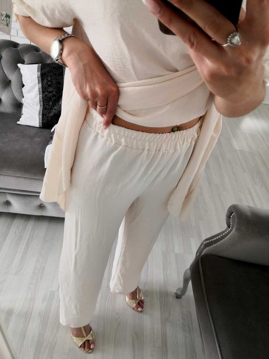 Elegancki komplet zestaw beżowy xxl