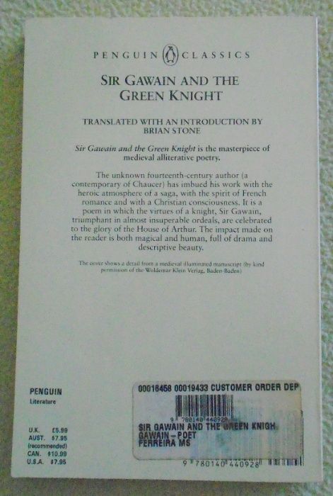 Livro 'Sir Gawain and the Green Knight', em inglês